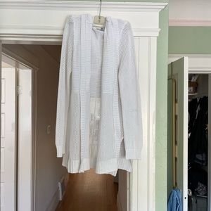 White knit duster with hood